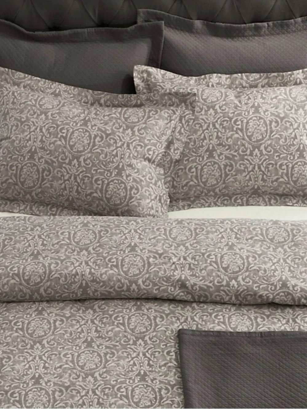Restoration Hardware Vintage Wash Diamond Quilted Cotton Shams Grey - 2 Standard